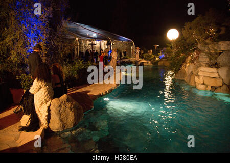 Atmosphere of the pool and grotto at the 2016 City Gala Fundraiser at The Playboy Mansion on February 15, 2016 in Los Angeles, California. Stock Photo