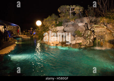 Atmosphere of the pool and grotto at the 2016 City Gala Fundraiser at The Playboy Mansion on February 15, 2016 in Los Angeles, California. Stock Photo