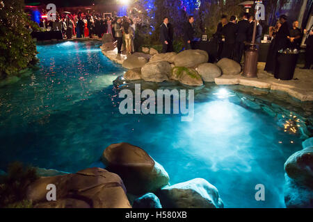 Atmosphere of the pool and grotto at the 2016 City Gala Fundraiser at The Playboy Mansion on February 15, 2016 in Los Angeles, California. Stock Photo