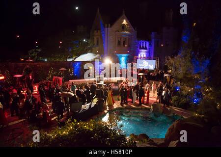 Atmosphere of the pool and grotto at the 2016 City Gala Fundraiser at The Playboy Mansion on February 15, 2016 in Los Angeles, California. Stock Photo