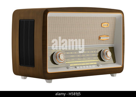 vintage radio isolated on white background Stock Photo