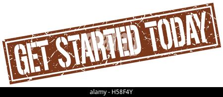 get started today square grunge stamp Stock Vector