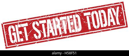 get started today square grunge stamp Stock Vector