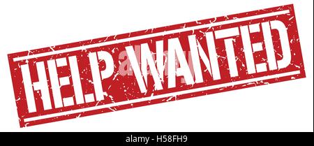 help wanted square grunge stamp Stock Vector