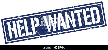 help wanted square grunge stamp Stock Vector