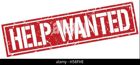 help wanted square grunge stamp Stock Vector