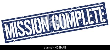 mission complete square grunge stamp Stock Vector