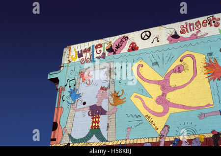 Elaborate graffiti wall art, Rundle Street, corner of Frome Street, Adelaide, South Australia Stock Photo