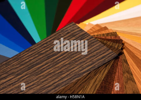 Color Palette and Wood Texture Samples Guide Stock Photo