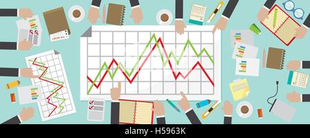 8000x3200 Pixel Flat View Business Meeting Table Vector Illustration Stock Vector