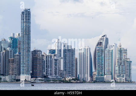 Panama City, Panama- June 08: Cityscape from across the bay in Panama. June 08 2016, Panama City, Panama. Stock Photo