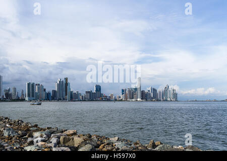 Panama City, Panama- June 08: Cityscape from across the bay in Panama. June 08 2016, Panama City, Panama. Stock Photo