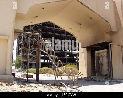 19th July 2003 The wrecked main entrance to the National Olympic Committee of Iraq building in Baghdad. Stock Photo