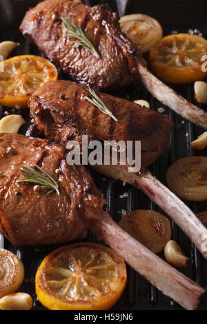 Delicious Grilled Ribs With Spices On Slate Plate Stock Photo - Alamy