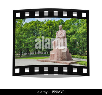 The monument of Janis Rainis (1865-1929) is located in the Vermanes Garden in Riga, Latvia, Baltic States, Europe Stock Photo