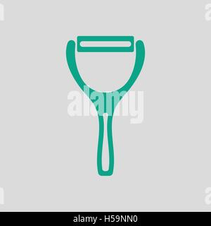 Vegetable peeler icon. Gray background with green. Vector illustration. Stock Vector