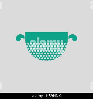 Kitchen colander icon. Gray background with green. Vector illustration. Stock Vector