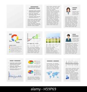 Set of typical office documents on white Stock Vector