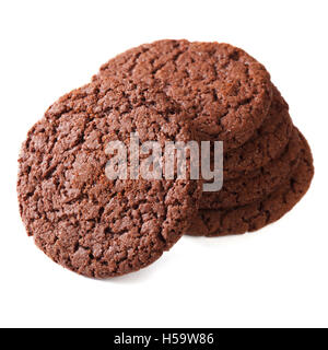 Chocolate ginger biscuits isolated on white background close up. Stock Photo