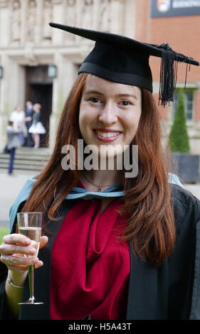 Student  Graduate with Degree celebrating success at Birmingham University Stock Photo