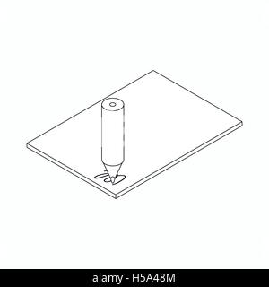Pencil and paper icon, isometric 3d style Stock Vector
