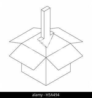 Box and pointing in arrow icon, isometric 3d style Stock Vector
