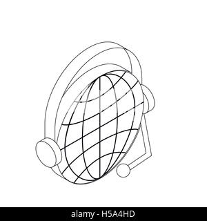 Globe with headset icon, isometric 3d style Stock Vector