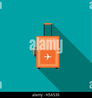 Suitcase on wheels icon, flat style Stock Vector