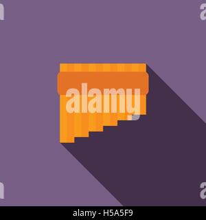 Pan flute icon in flat style Stock Vector