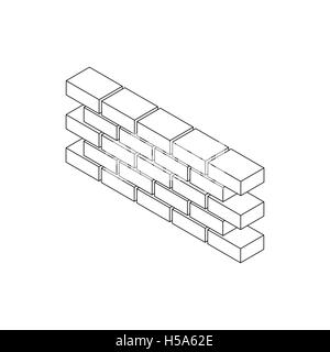 Part of brick wall icon, isometric 3d style Stock Vector