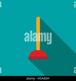 Red cup plunger icon, flat style Stock Vector