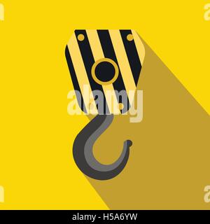 Crane hook icon, flat style Stock Vector