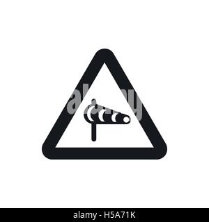 Sign warning about cross wind from the left icon Stock Vector