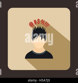 Man with different signs over his head icon Stock Vector