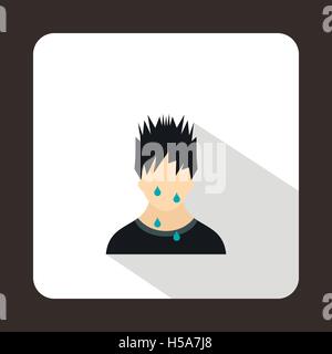 Sweaty man icon, flat style Stock Vector