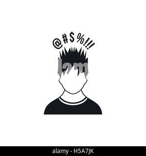 Man with different signs over his head icon Stock Vector