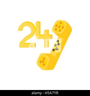 24 hours taxi service icon, cartoon style Stock Vector