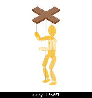 Puppet icon, isometric 3d style Stock Vector
