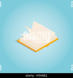 Yellow open book icon, isometric 3d style Stock Vector