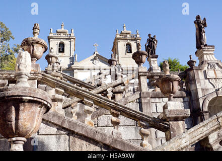 Detail of the monumental flight of steps leading to the Sanctuary of Our Lady in the Peneda Geres National Park, North of Portug Stock Photo