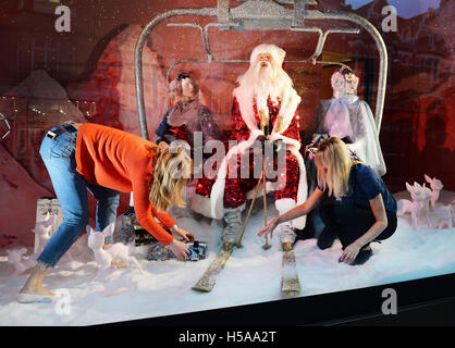 Just one of the Christmas window displays themed as 'Shine on', at Sefridges department store in Oxford Street in central London. Stock Photo