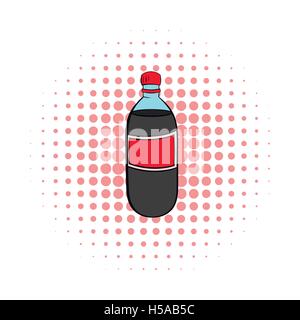 Plastic bottle with a red label icon, comics style Stock Vector