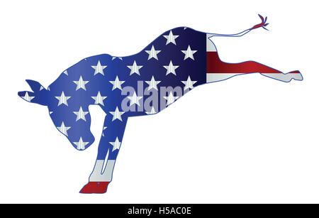 The United States of American Democrat party donkey flag over a white background Stock Vector