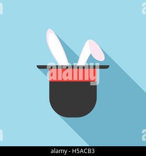 Rabbit ears appearing from a top magic hat icon Stock Vector
