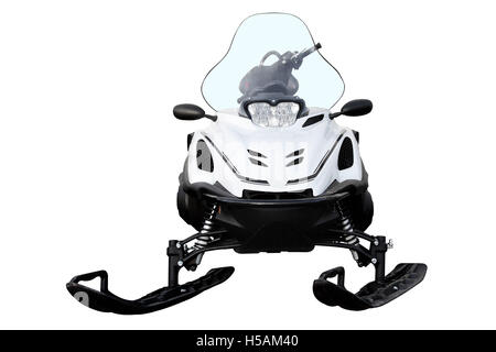 Modern white snowmobile isolated on a white background. The front view. Stock Photo