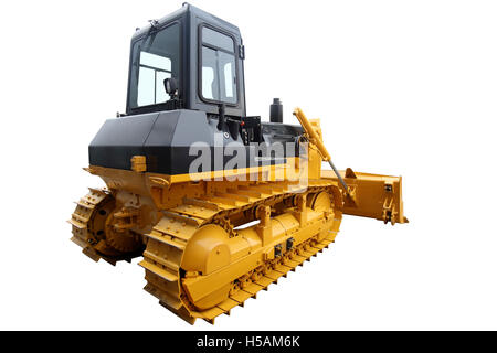 Modern heavy dozer crawler. Rear view Stock Photo