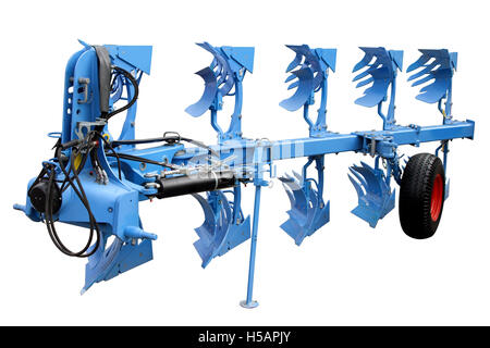 The modern agricultural plough isolated on a white background Stock Photo