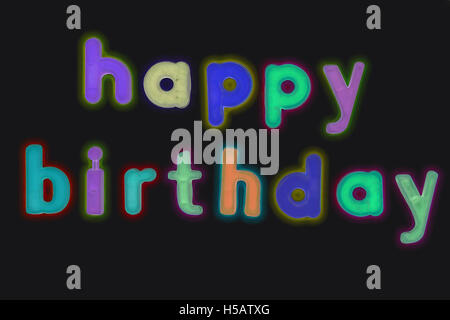Plastic multicoloured plastic letters with the words Happy Birthday Stock Photo