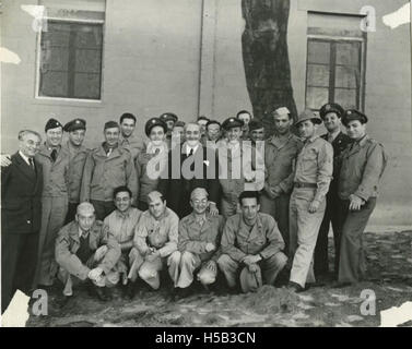 Chaplain Aryeh Lev and Doctor Barnett Brickner with soldiers at Levant Service Command Stock Photo
