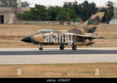 Saudi Arabian Air Force Panavia Tornado IDS braking runway 14 after landing. Stock Photo